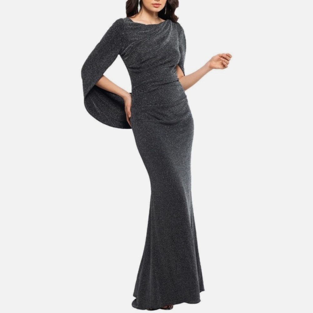 Betsy and Adam size 8 Shimmering Black Long Sleeve Dress. NWT